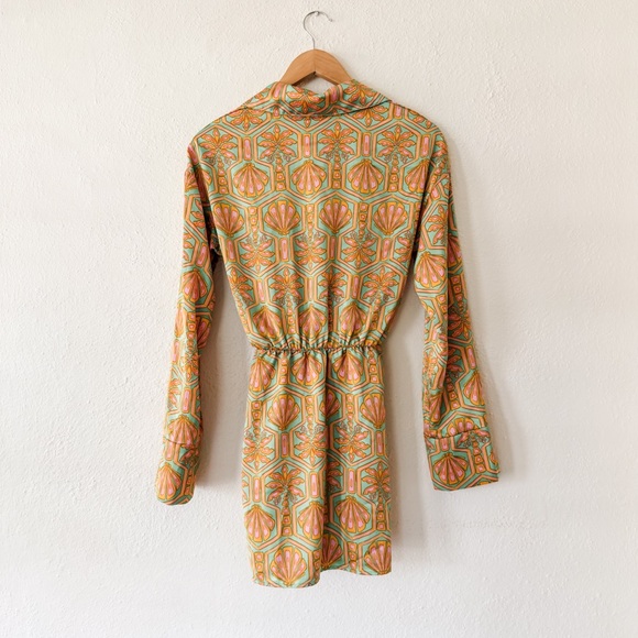 Show Me Your MuMu Womens Pink & Green Clara Silky Mini Dress - Picture 4 of 10